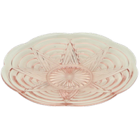 Vintage Art Deco Platte Fruitschaal Roze Geperst Glas
