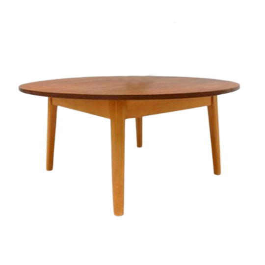 Retro Vintage Tafel Salontafel Rond Jaren 50 / 60 Teakhout 1