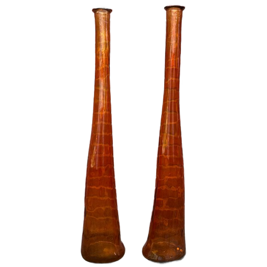 Xxl Set Amberkleurige Glasvazen – Mid-century Statement Pieces 1
