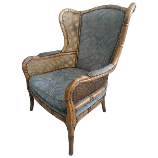 Vintage Faux Bamboo Georgetti Wingback Jaren 70 Stoel 1