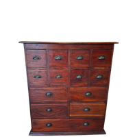 Antieke Geleefde Mahoniehouten Ladenkast, Apothekerskast Archiefkast Afm. 90x37cm En 103cm Hoog.