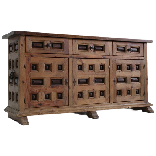 Vintage Spaans Houten Brutalist Dressoir 1960s 1