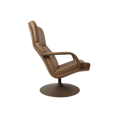 Artifort F182 Draaifauteuil Bruin Leer | Lever Bruin Leren