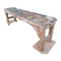 Unieke Teakhouten Drijfhouten Sidetable Wandtafel, Met Glasp