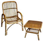 Vintage Rotan Stoel En Tafeltje Jaren 70 thumbnail 1