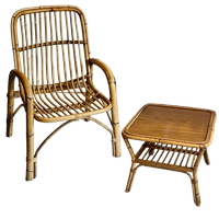 Vintage Rotan Stoel En Tafeltje Jaren 70