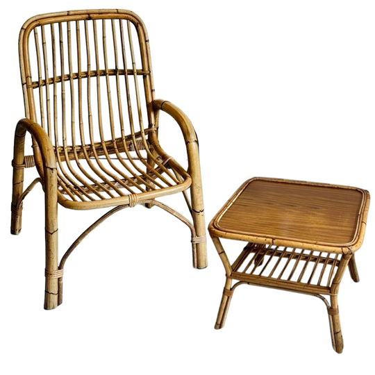 Vintage Rotan Stoel En Tafeltje Jaren 70 1