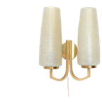 Retro Vintage Wandlamp Lamp Messing Jaren 60 Glas Goud thumbnail 1