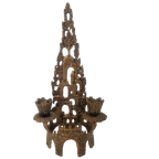 Brutalist Bronzen Judaica Wainberg Kandelaar Vintage thumbnail 1