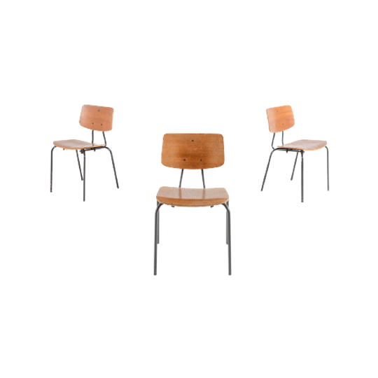1960’s Set Of 3 Danish Old School Chairs 1