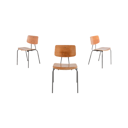 1960’S Set Of 3 Danish Old School Chairs