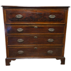 Antieke Engelse Ladenkast, Commode, Achter De Bovenste Lade Zit Een Schrijfgedeelte Ca. 1860 Afm. 120x49 En 115cm Hoog. thumbnail 1
