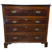 Antieke Engelse Ladenkast, Commode, Achter De Bovenste Lade Zit Een Schrijfgedeelte Ca. 1860 Afm. 120x49 En 115cm Hoog.