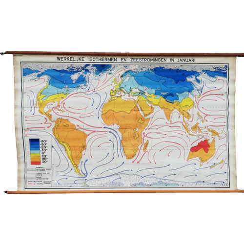 Schoolkaart - Wereld / Isothermen En Zeestromingen