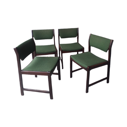 Jaren 70 Set Van 4 Vintage Eetkamerstoelen Groene Stoelen