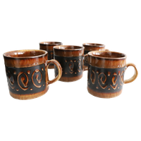 5 Vintage Mokken Van  Iden Pottery Sussex, Engeland Jaren '60