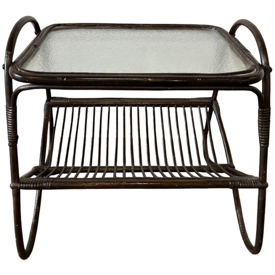 Vintage Rotan Bijzettafel / Sidetable / Plantentafel 1