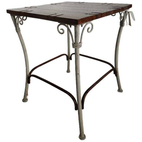 Brocante Hout/metalen Bijzettafel Plantentafel 1