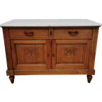 Vintage Antiek Frans Dressoir Commode Ladekast Badkamermeubel Met Marmer Blad 904 thumbnail 1
