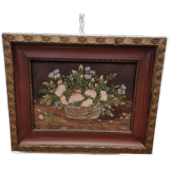 Vintage Olieverf Schilderij Bloemen H. Storm 1