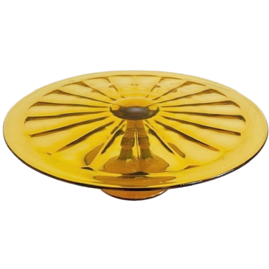Art Deco Taartplateau Val St. Lambert Amber Geel 1930’S 1
