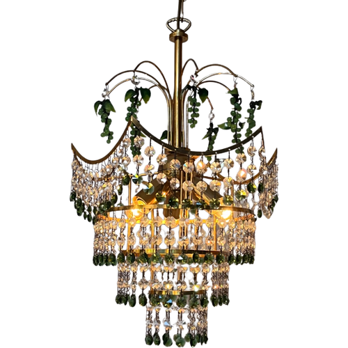 Set Van 2 Murano Druiven Druif Hanglampen Groen Met Kristal