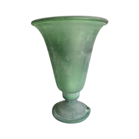 Vintage Italiaanse Groene Glazen Murano Scavo Lamp 1