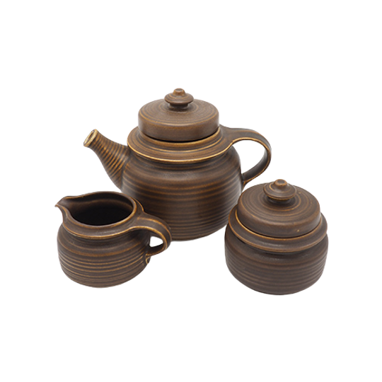 Arabia Wartsila Theepot Met Roomstel Bruin 1