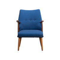 Deens Design Opnieuw Gestoffeerde Blauwe Cocktail Stoel, 1960S
