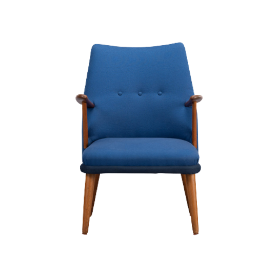 Deens Design Opnieuw Gestoffeerde Blauwe Cocktail Stoel, 1960s 1