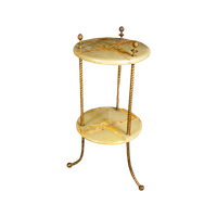 French Two-Tier Marble & Brass Side Table / Etagère