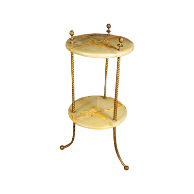 French Two-Tier Marble & Brass Side Table / Etagère