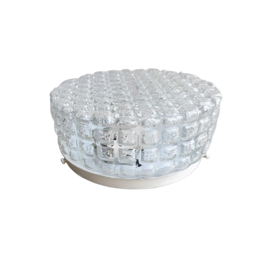 Vintage Rond Glazen Plafonnière / Plafondlamp 1