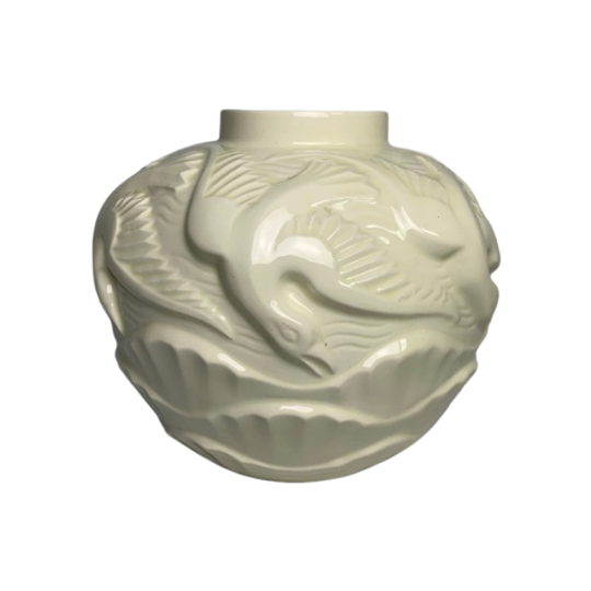 Art Deco Vaas Les Mouettes Door Charles Catteau, Jaren 30 1