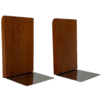 Vintage Set Teakhouten Boekensteunen, Mid Century, Kai Kristiansen thumbnail 1