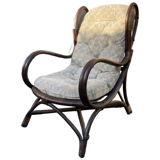 Vintage Design Klassieker Rotan Oorfauteuil Met Webbing Gio Ponti-stijl 1