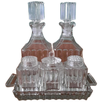 Vintage Olie En Azijn Stel, Geslepen Glas, Peper En Zout