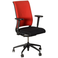 Interstuhl 162H Bureaustoel, Zwart / Rood, 1D Armlegger