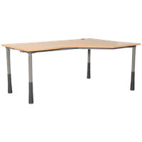 Kinnarps Bureau, Beuken Blad, 180 X 120 Cm, Hoogte Instelbaar Onderstel, Rechterhoek