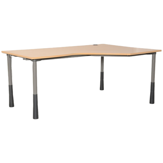 Kinnarps Bureau, Beuken Blad, 180 X 120 Cm, Hoogte Instelbaar Onderstel, Rechterhoek 1