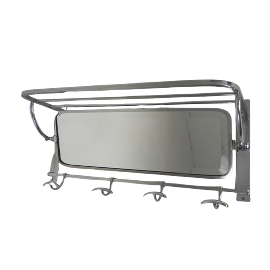 Art Deco Wandkapstok Met Verstelbare Geslepen Spiegel In Verchroomd Frame, Jaren 30 1