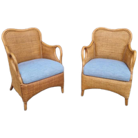 2 Vintage Boho Stijl Rotan En Bamboe Fauteuils
