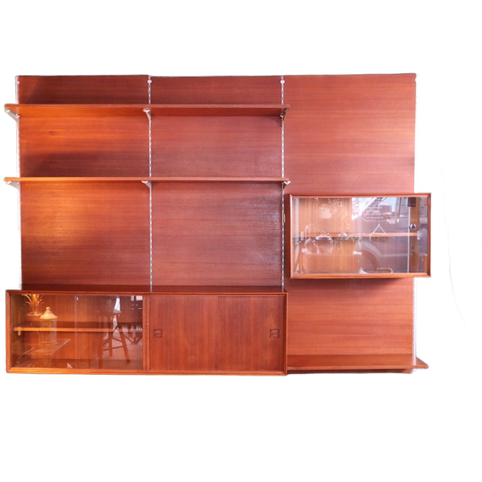 Vintage Scandinavische Teakhouten Wandkast 1