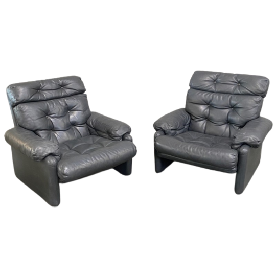 Paar High Back Coronado Lounge Stoelen Door Afra & Tobia Scarpa Voor B&B Italia - Mid Jaren 70 1