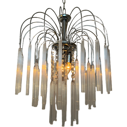 Xxl Vintage Murano Kristallen Buizen Staven Kroonluchter Hanglamp Venini Stijl