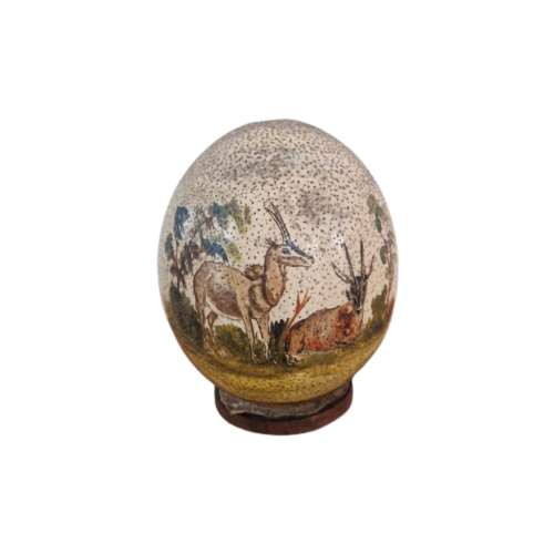 Beschilderd Struisvogel Ei Met Antilope.