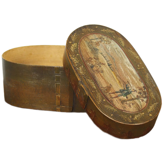 Antieke Volkskunst Houten Doos 1