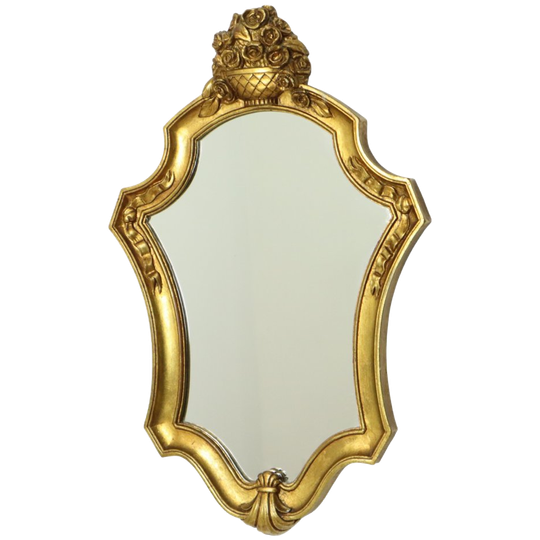 Klassieke Gouden Kuifspiegel Barok Stijl Sixties 61cm 1