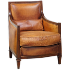 Mooie Cognac Kleurige Schapenleren Art Deco Design Fauteuil/ Armchair Gecombineerd Met Hout thumbnail 1