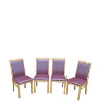 Eiken Stoelen Met Bordeaux Rood Leer 4 Stuks